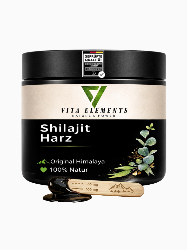 Vita Elements Shilajit Resin Harz, 50g reines Himalaya-Shilajit mit Dosierspachtel, 600mg pro Tagesdosis